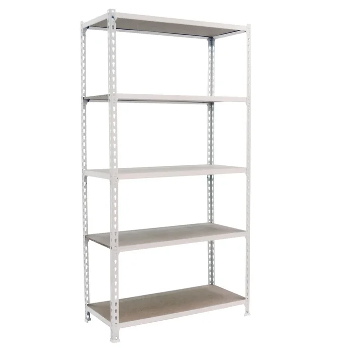 Rayonnage bois-métal léger sans vis 1800x800x400 – 5 niveaux Blanc/Bois – SIMON RACK – 8435104974568
