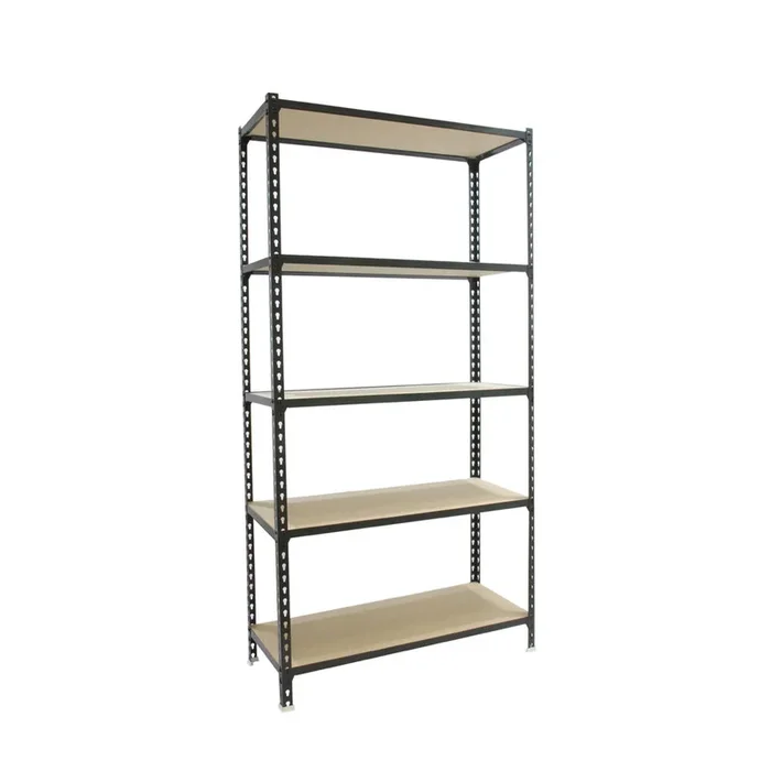 Rayonnage bois-métal léger sans vis 2000x1100x500 – 5 niveaux Anthracite/Bois – SIMON RACK – 8425437099328
