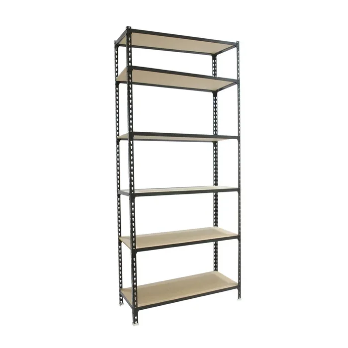 Rayonnage bois-métal léger sans vis 2500x1000x400 – 6 niveaux Anthracite/Bois – SIMON RACK – 8425437099397