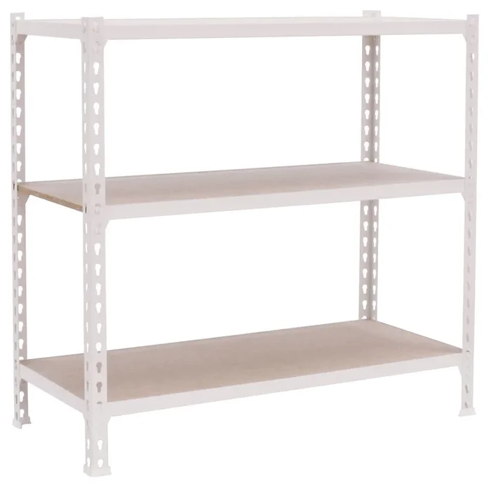 Rayonnage bois-métal léger sans vis 900x1000x500 – 3 niveaux Blanc/Bois – SIMON RACK – 8435104974933