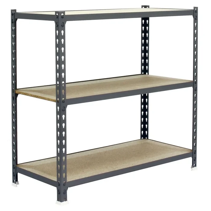 Rayonnage bois-métal léger sans vis 900x1000x500 – 3 niveaux Gris/Bois – SIMON RACK – 8435104955062