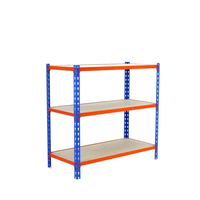 Rayonnage bois-métal léger sans vis 900x1200x500 – 3 niveaux Bleu/Bois – SIMON RACK – 8425437077272