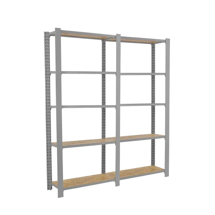 Rayonnage de bureau charge légère sans vis 2100x1600x300 – 5 niveaux Gris – SIMON RACK – 8425437127540
