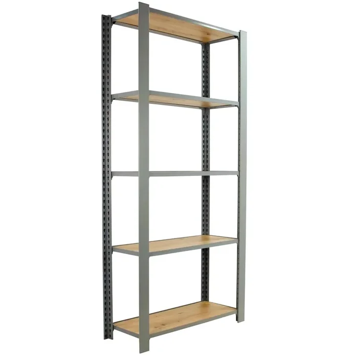 Rayonnage de bureau charge légère sans vis 2100x2400x300 – 5 niveaux Gris – SIMON RACK – 8425437146640