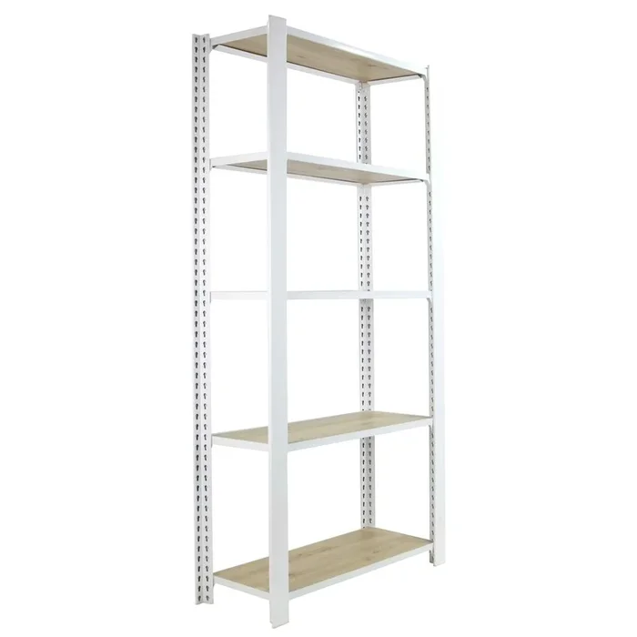 Rayonnage de bureau charge légère sans vis 2100x900x300 – 5 niveaux Blanc – SIMON RACK – 8425437146930