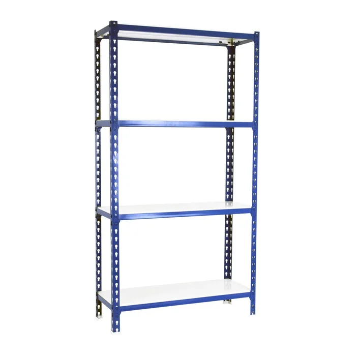 Rayonnage métallique léger sans vis 1500x1200x400 – 4 niveaux Bleu/Blanc – SIMON RACK – 8425437076732