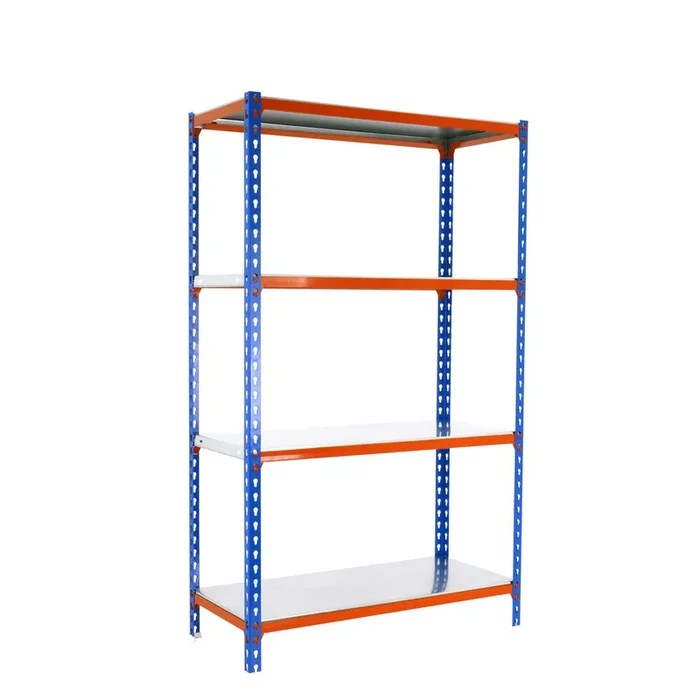 Rayonnage métallique léger sans vis 1500x900x300 – 4 niveaux Bleu/Orange – SIMON RACK – 8435104960424