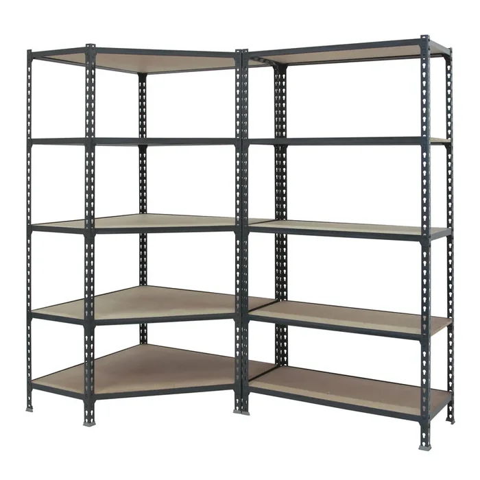 Rayonnage métallique léger sans vis 1800x1800x500 – 5 niveaux Bois/Anthracite – SIMON RACK – 8425437135347