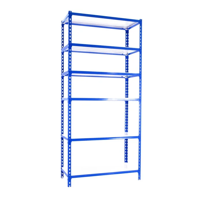 Rayonnage métallique léger sans vis 2500x1200x400 – 6 niveaux Bleu/Blanc – SIMON RACK – 8425437077067
