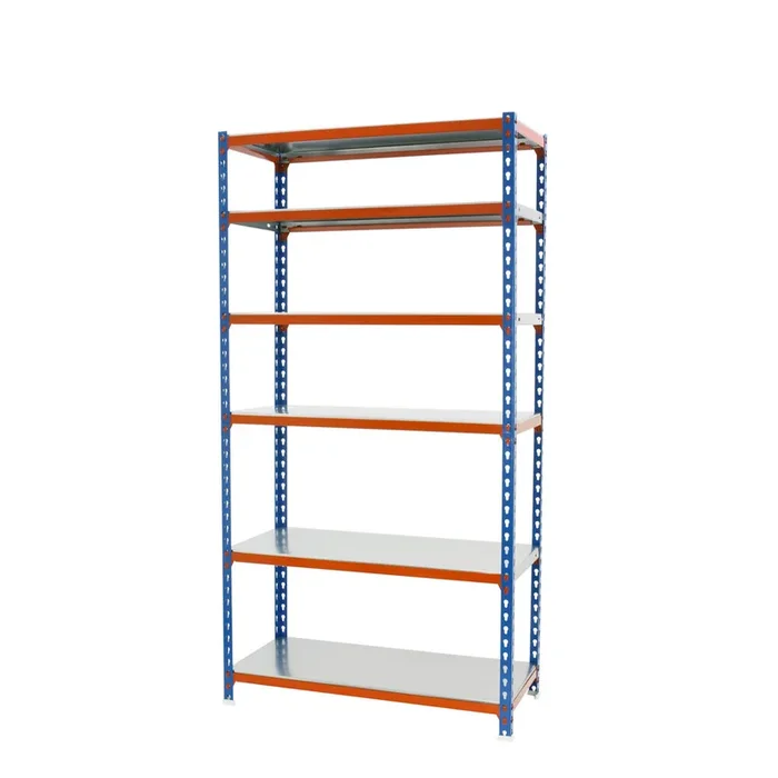 Rayonnage métallique léger sans vis 2500x900x400 – 6 niveaux Bleu/Orange – SIMON RACK – 8435104953914