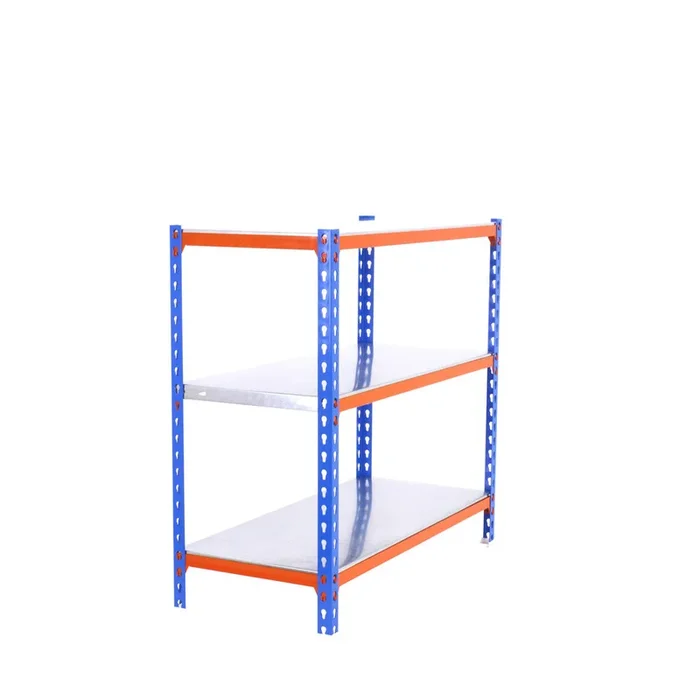 Rayonnage métallique léger sans vis 900x900x500 – 3 niveaux Bleu/Orange – SIMON RACK – 8435104953594