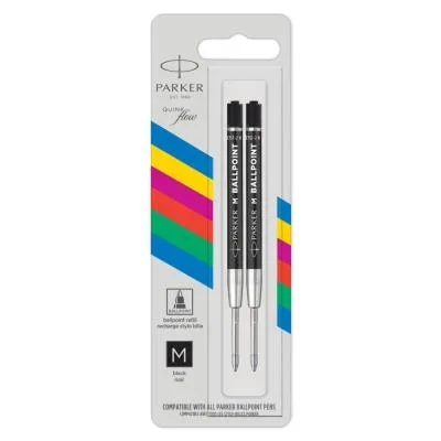 Recharge stylo bille Parker QUINKflow Jotter pointe moyenne – encre noire – lot de 3