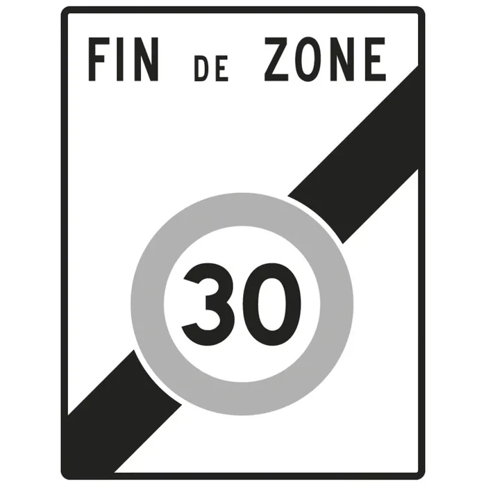 Rectangle Sortie zone vitesse limitée 30 km/h 700×900 B51 cl2 – NADIA SIGNALISATION – PREC700900E2B51
