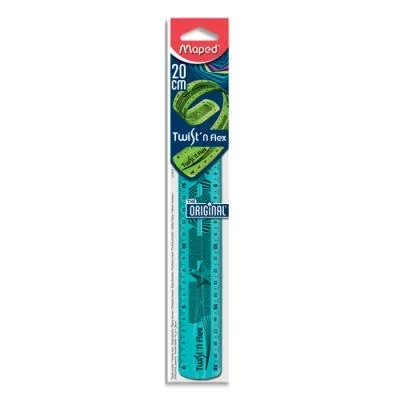 Règle plate Maped Twist ‘N Flex en plastique souple – 20 cm – coloris assortis