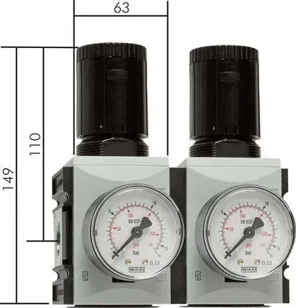 Régulateur de pression FUTURA, G 3/8″, 0,1 – 2 bar, BG 2, avec alimentation en pression continue