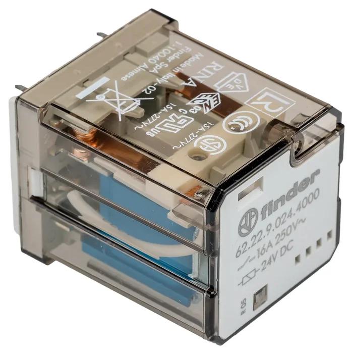 Relais de puissance Finder 62, 2 RT, bobine 24V c.c. Montage sur CI 2.2W