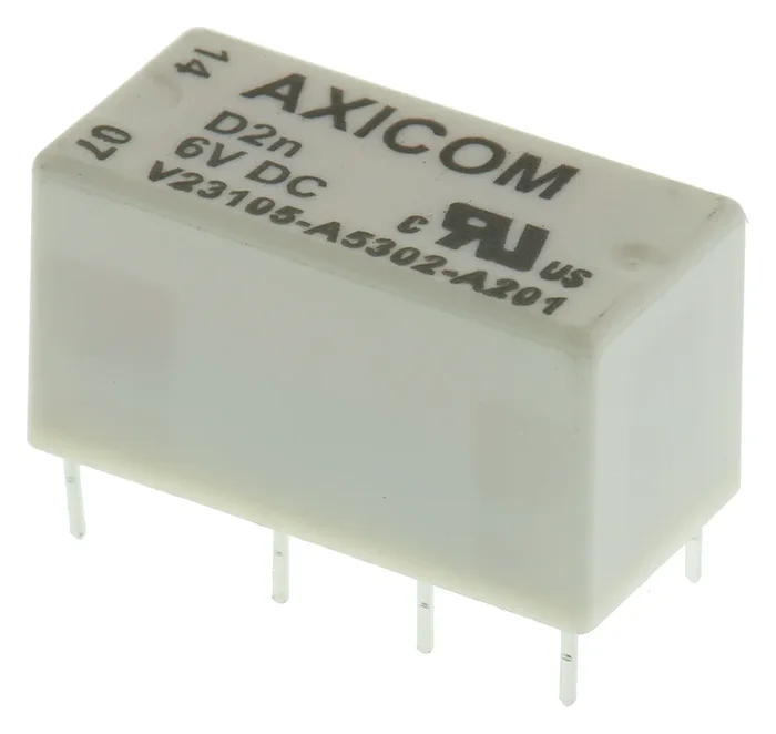 Relais de puissance TE Connectivity D2n, 2 RT, bobine 6V c.c. Montage sur CI 200mW