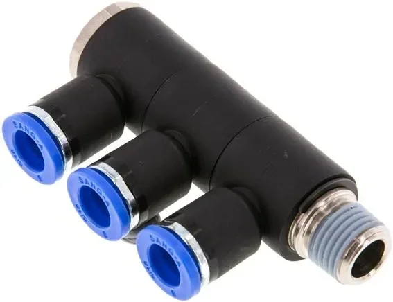 Répartiteur multiple enfichable, 3 fois R 1/4″-8mm, standard IQS
