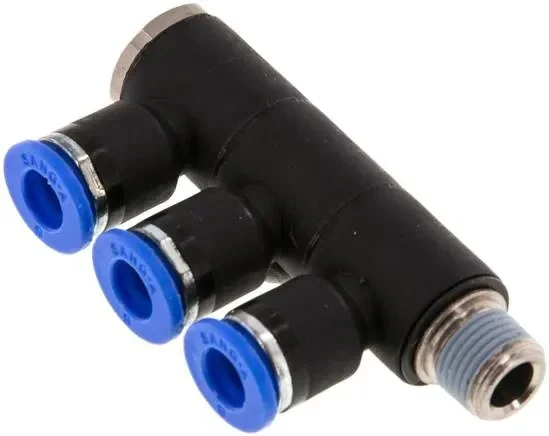 Répartiteur multiple enfichable, 3 fois R 1/8″-6mm, standard IQS