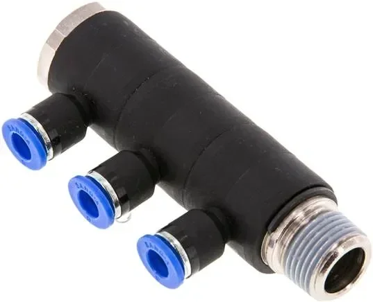 Répartiteur multiple enfichable, 3 fois R 3/8″-6mm, standard IQS