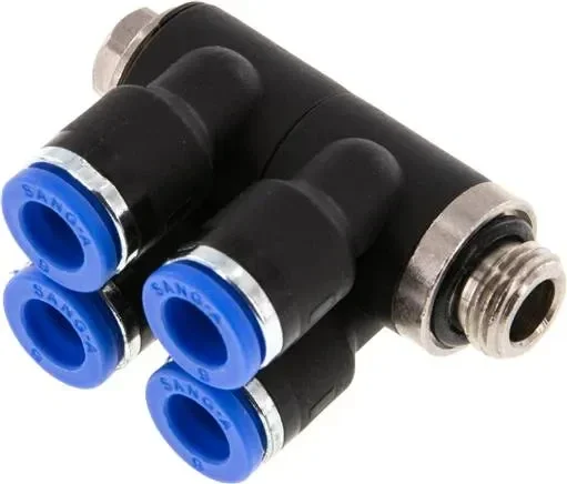 Répartiteur multiple enfichable, 4 fois G 1/8″-6mm, standard IQS