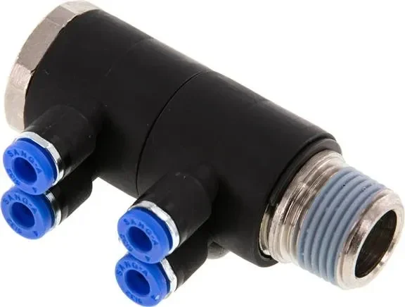 Répartiteur multiple enfichable, 4 fois R 3/8″-4mm, standard IQS