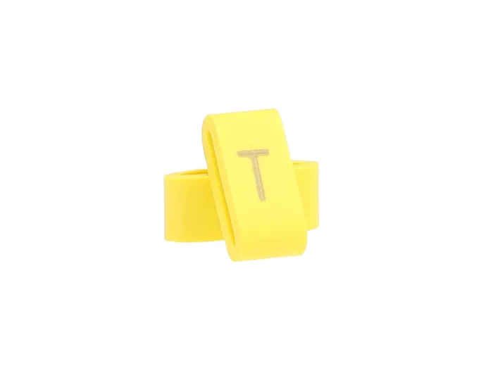 Repère câble HellermannTyton Ovalgrip , Ø câble 2.5 → 6mm, Texte : T, Noir sur Jaune