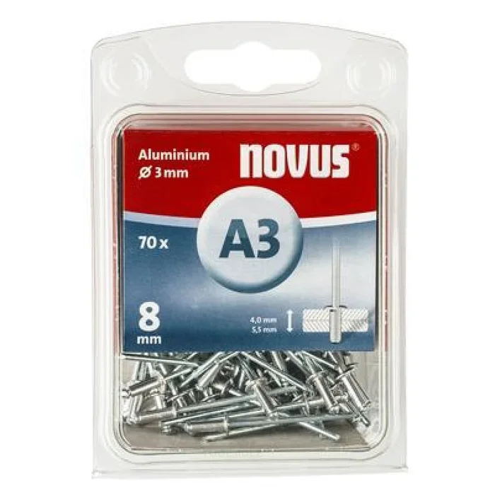 Rivet aveugle Novus A3 X 8mm, Alu SB, 70 pcs.