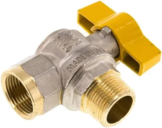 Robinet à bille coudé en laiton, DVGW, R 3/4″ / Rp 3/4″, -0,9 à 40bars