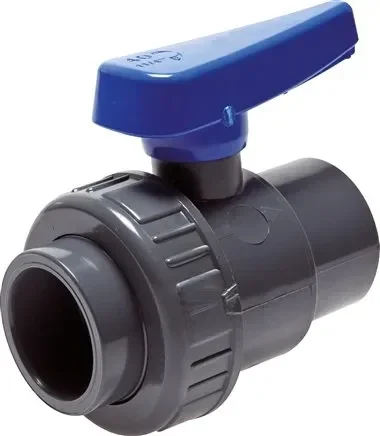 Robinet à boisseau sphérique à coller à une bague, PVC-U, 75mm (version eau)