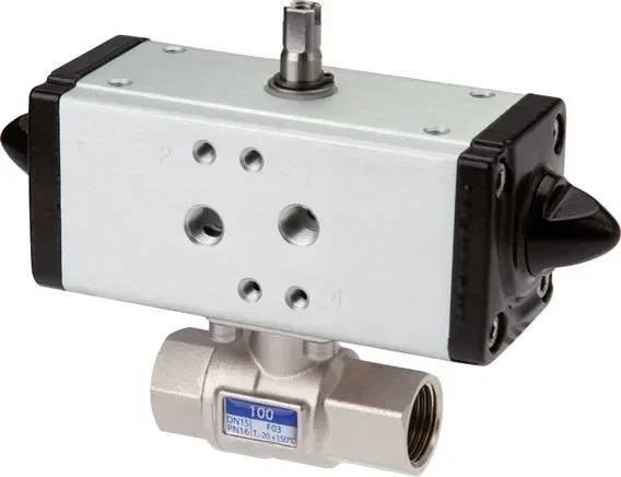 Robinet à boisseau sphérique en laiton avec actionneur pneumatique, Rp 2″, fermé par ressort