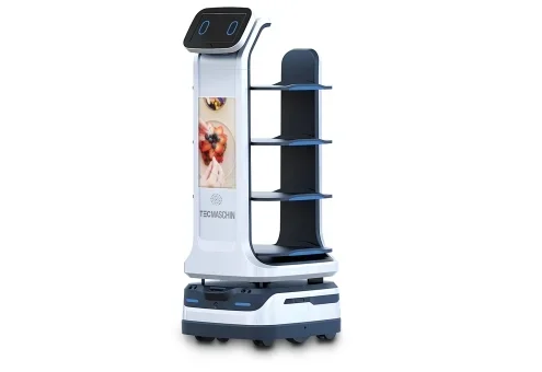 Robot serveur restaurant Robi4-HD, 4 niveaux de tablettes, 490 mm x 580 mm x 1.290 mm, TecMaschin