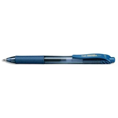 Roller encre gel rétractable Pentel Energel X, Pointe 0,7 mm, Bleu nuit – Corps translucide