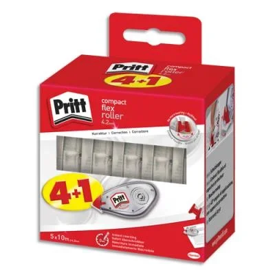 Rollers de correction Pritt Compact Flex Roller 4,2 mm x 10m – Pack de 4+1 gratuit