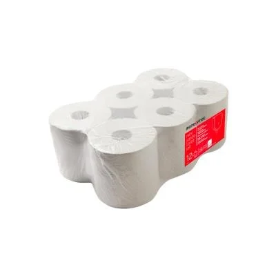Rouleau distributeur de serviettes en papier – double épaisseur – 450 feuilles – gaufrées – 198 mm – blanc – paquet 6 x 159,8 mètres