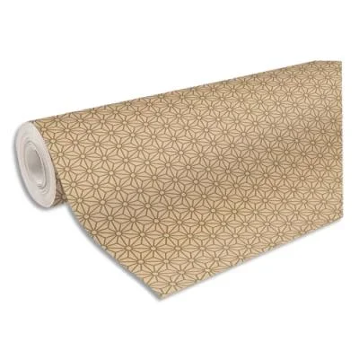 Rouleau papier cadeau Clairefontaine – Losange Kraft brut 70g – Dimensions : 50 x 0,70m – Motifs Losanges or