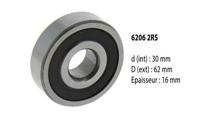 Roulement à billes 6206 2RS – 30X62X16 mm
