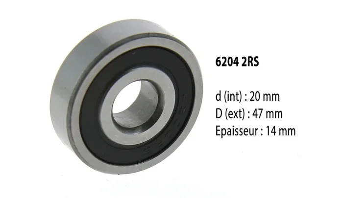 Roulement à billes étanche 6204 2RS – 20X47X14 mm
