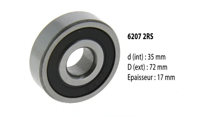 Roulement à billes étanche 6207 2RS – 35X72X17 mm
