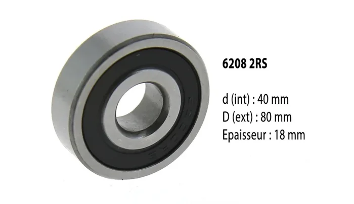 Roulement à billes étanche 6208 2RS – 40X80X18 mm