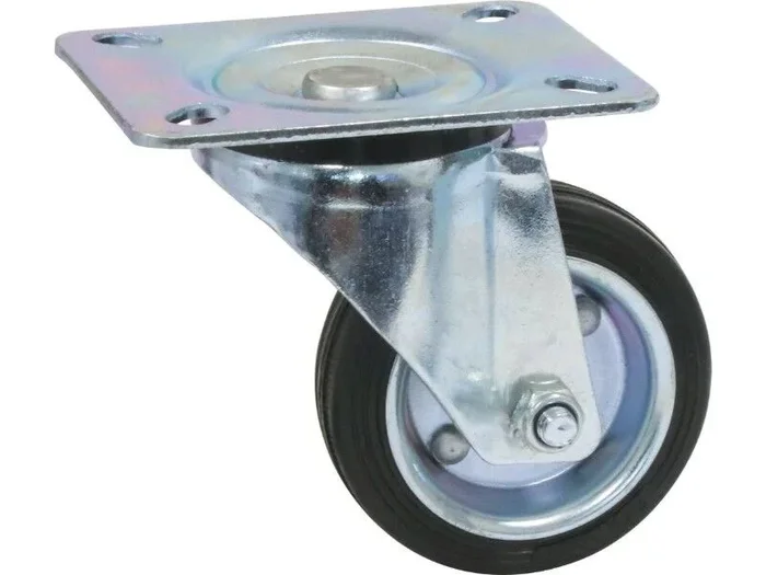 Roulette pivot. chape zinguee bandage caoutchouc d.100 80kg – 26411