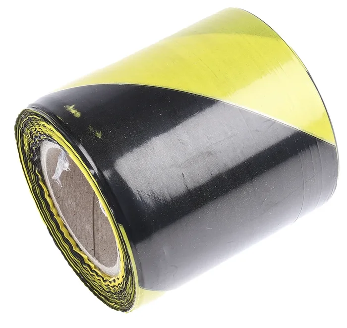 Ruban de signalisation Noir/Jaune RS PRO, 75mm x 100m x 0.05mm