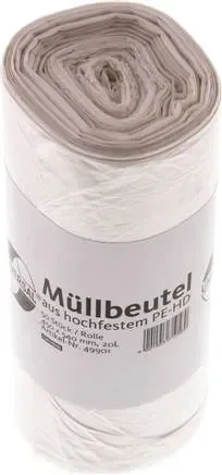 Sac poubelle, 20 litres, transparent, 50 pièces, HD-PE, 7 µm