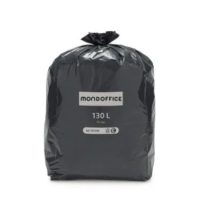 Sac poubelle Mondoffice 130L noir recyclé forte résistance – Lot de 100