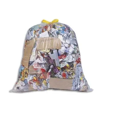 Sacs poubelle à liens coulissants transparents – 100 litres – 25 microns – boîte de 100
