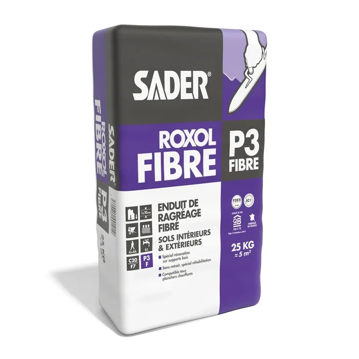 Sader ROXOL FIBRE – Ragréages – Gris – 25kg – BOSTIK – 30503202