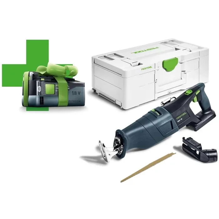 Scie sabre sans fil RSC 18 EB-Basic-5,0 Festool avec une batterie en Systainer