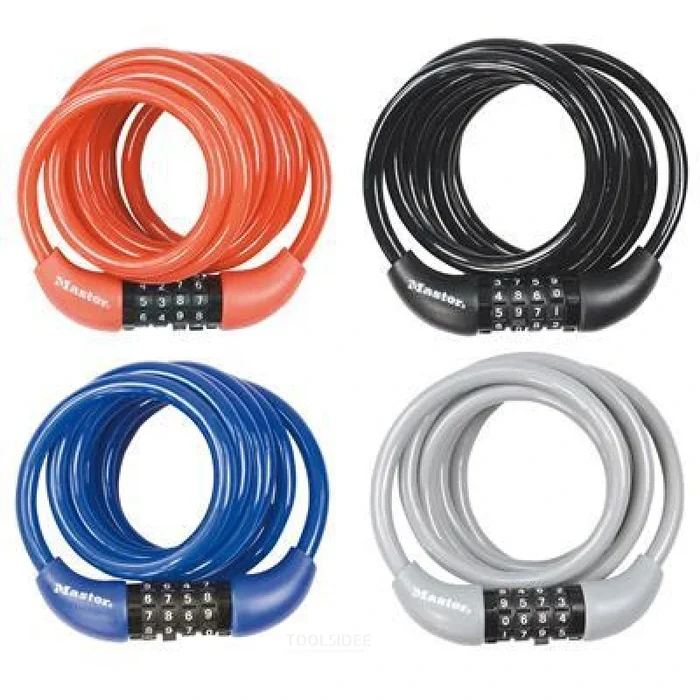Serrure à câble spirale MasterLock, 1,80m x 8mm