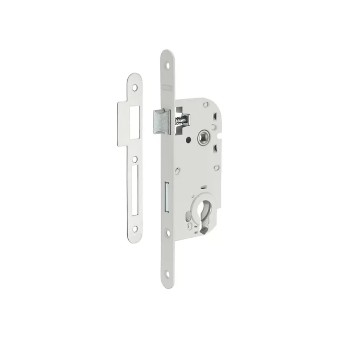 Serrure a encastrer a profil europeen Thirard reversible axe 40 mm tetiere bouts ronds