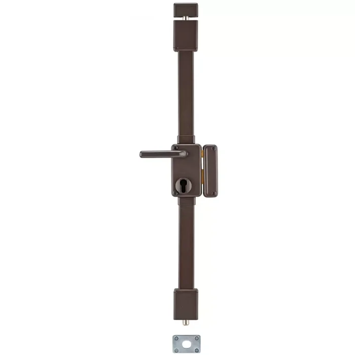 Serrure en applique verticale 3 points poussant serie BELUGA sens droit coloris marron